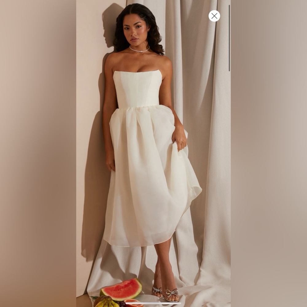 Oh Polly MARISE Strapless Corset Tulle Midi Dress